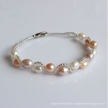 Cheap Freshwater Cultured Pearl Bracelet (EB1525-1)